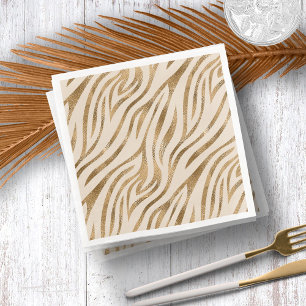 Glam Zebra ränder Mönster Safari Guld ID1151 Pappersservett
