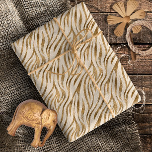 Glam Zebra ränder Mönster Safari Guld ID1151 Presentpapper