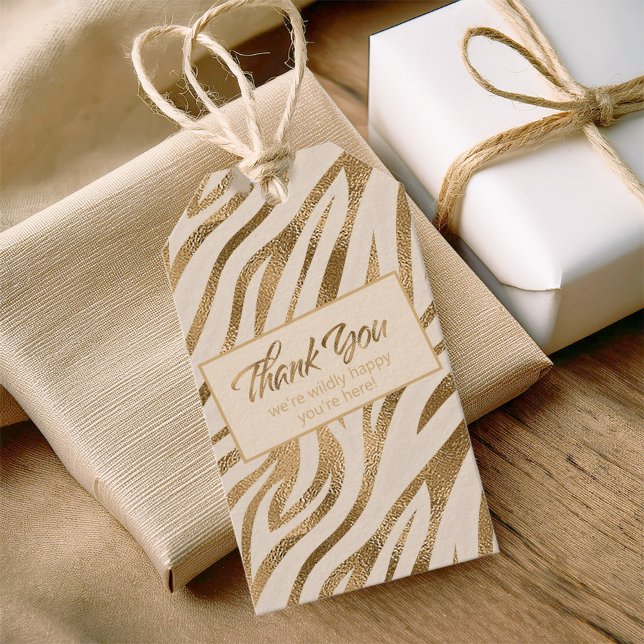 Glam Zebra ränder Safari Tack Guld ID1151 Presentetikett (Skapare uppladdad)
