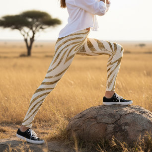 Glam Zebraränder Mönster Safari Guld ID1151 Leggings