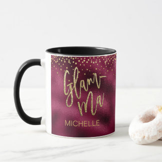 Glamma Glamoral Grandma Burgundy Foil Guld Namn Mugg