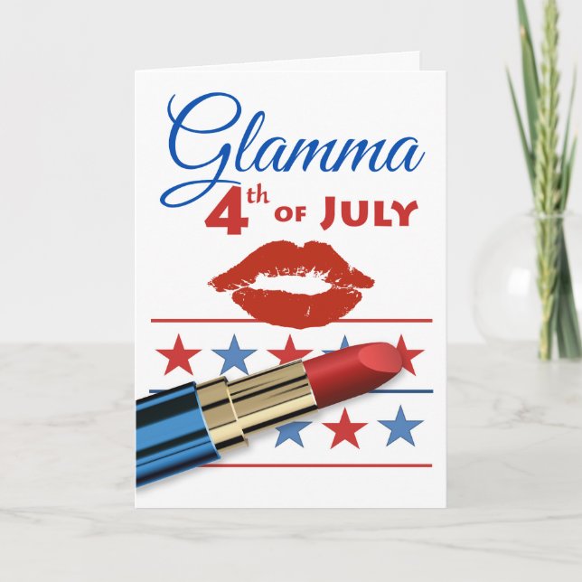 Glamma Grandma Fjärde juli Lipstick Kort (Framsida)