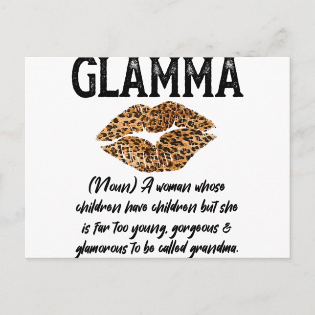 Glamma Leopard Läppar Kiss-Glam-Morsa Description- Vykort (Framsida)