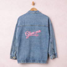 Glamma rosa/vit Denim Jacka