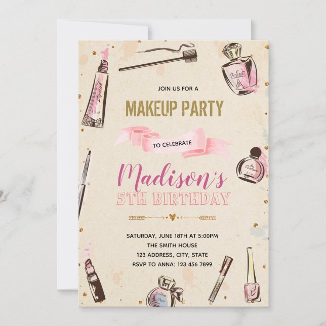 Glammet födelsedagsfest inbjudan (Framsida)