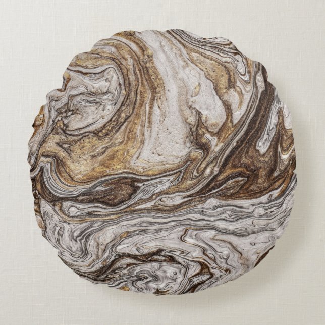 Glamor 001 flytande brun färg rund kudde (Framsidan)