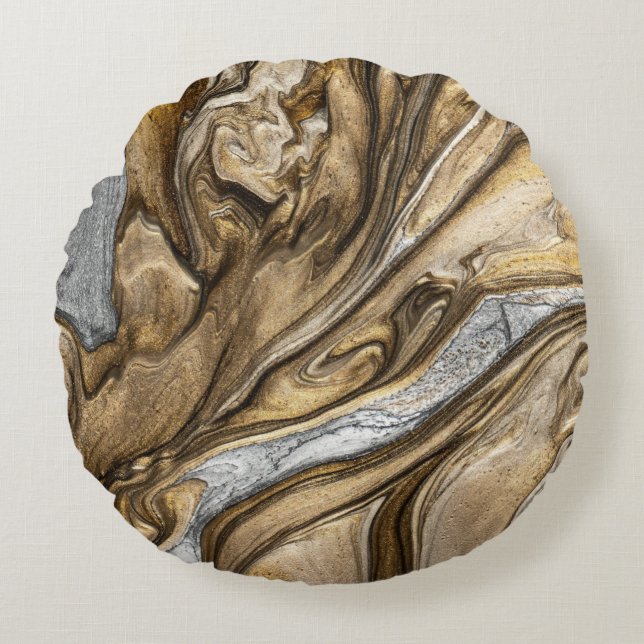 glamor 002 flytande brun färg rund kudde (Framsidan)