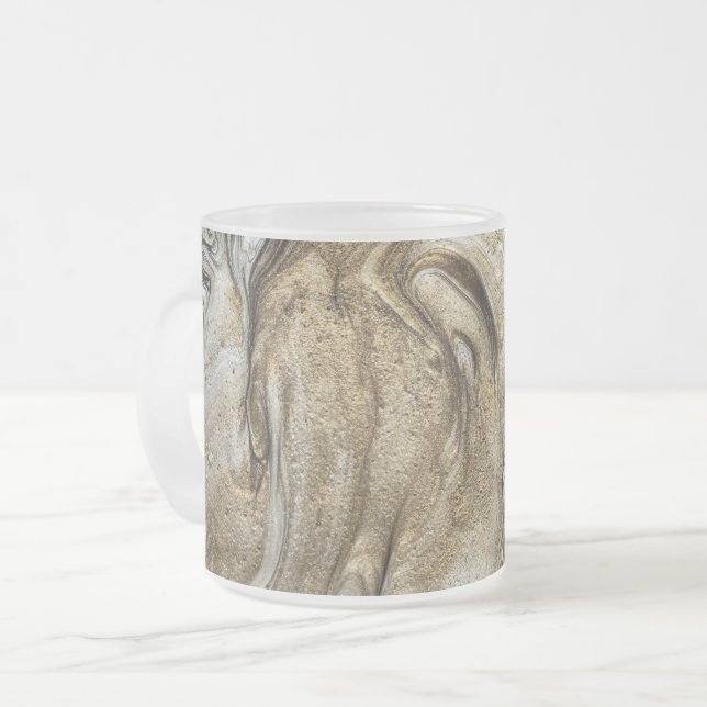 glamor 003 flytande brun färg frostad glasmugg (Framsida vänster)