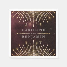 Glamor Art Deco Burgundy Vintage bröllop Pappersservett