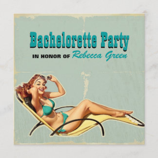 glamor bassäng baddräkt retro bachelorette inbjudningar