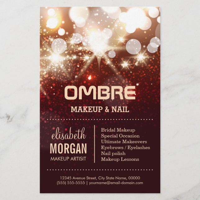 Glamor Beauty - Snyggt Guld Glitter Sparkles Flygblad (Framsidan)