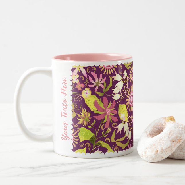Glamor Blommigt Brown Two-Tone Coffee Mugg (Med munk)