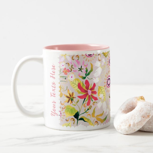 Glamor Blommigt GreyTwo-Tone Coffee Mugg (Med munk)