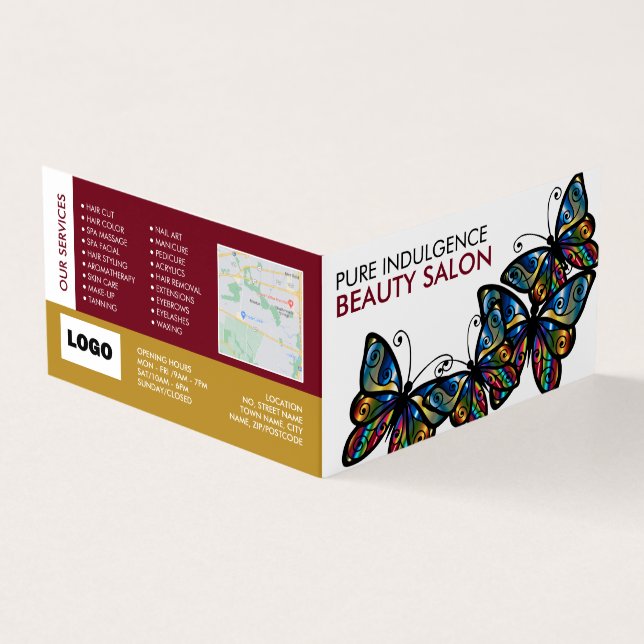 Glamor Butterflies, Beautician, Loyalty Card Visitkort (Utsida)