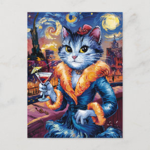 Glamor cat dam art vykort