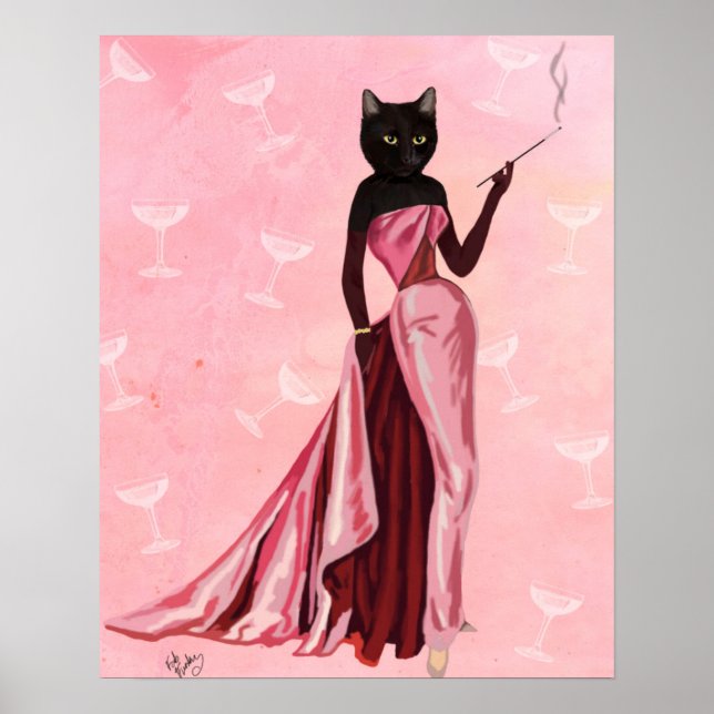 Glamor Cat i Rosa Poster (Framsidan)