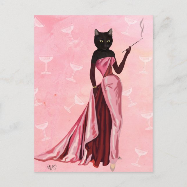 Glamor Cat i Rosa Vykort (Framsida)