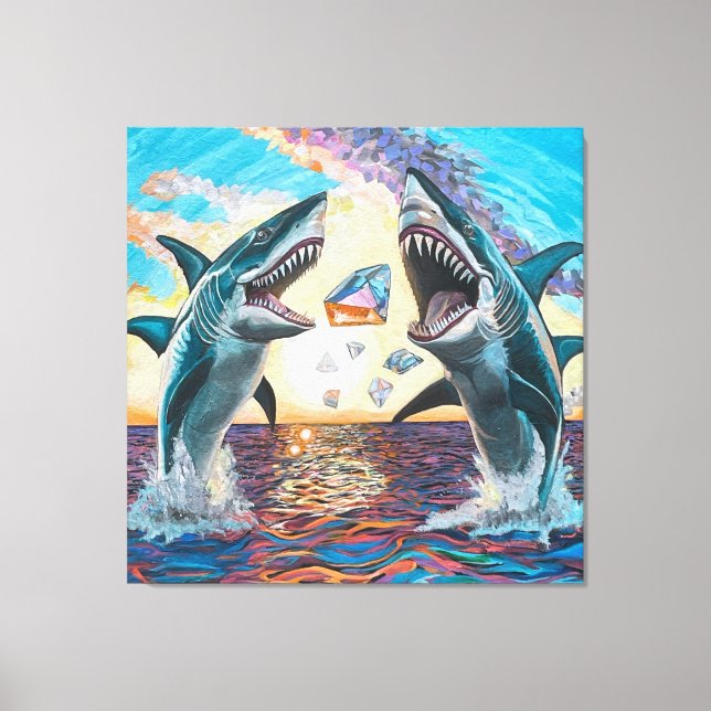 Glamor Chomp-Shark Breaching for Shiny Gems- Canvastryck (Framsida)