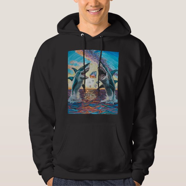 Glamor Chomp-Shark Breaching for Shiny Gems- Hoodie (Framsida)
