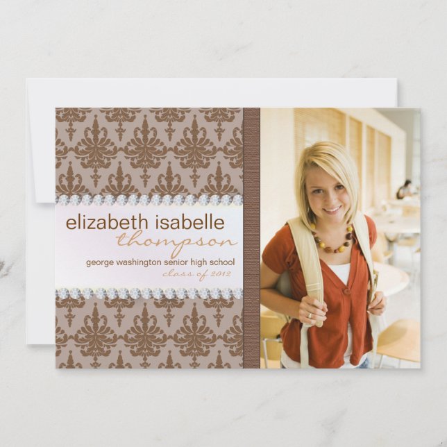 Glamor Damask & Jude Studenten Inbjudningar (Framsida)