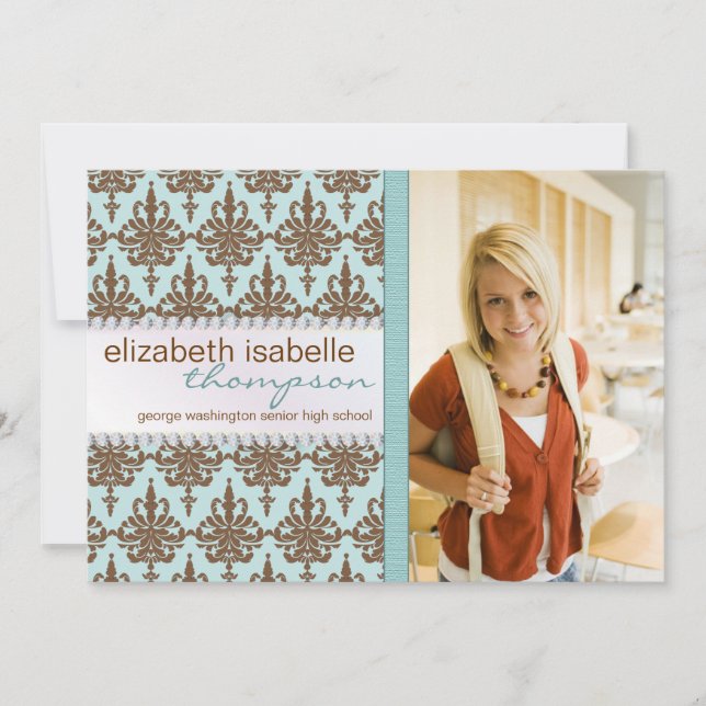 Glamor Damask & Jude Studenten Inbjudningar (Framsida)