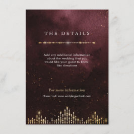Glamor Deco Burgundy Vintage bröllop-detaljkort Tilläggskort