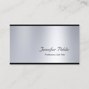Glamor Elegant Script Silver Modern Plain Luxury Visitkort