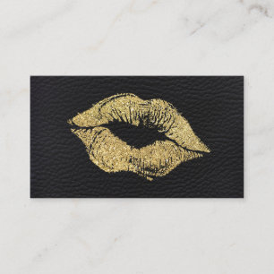 Glamor Faux Guld Glitter Kiss Leather Visitkort
