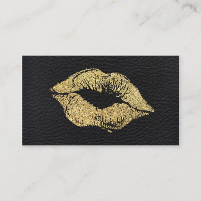 Glamor Faux Guld Glitter Kiss Leather Visitkort (Framsida)