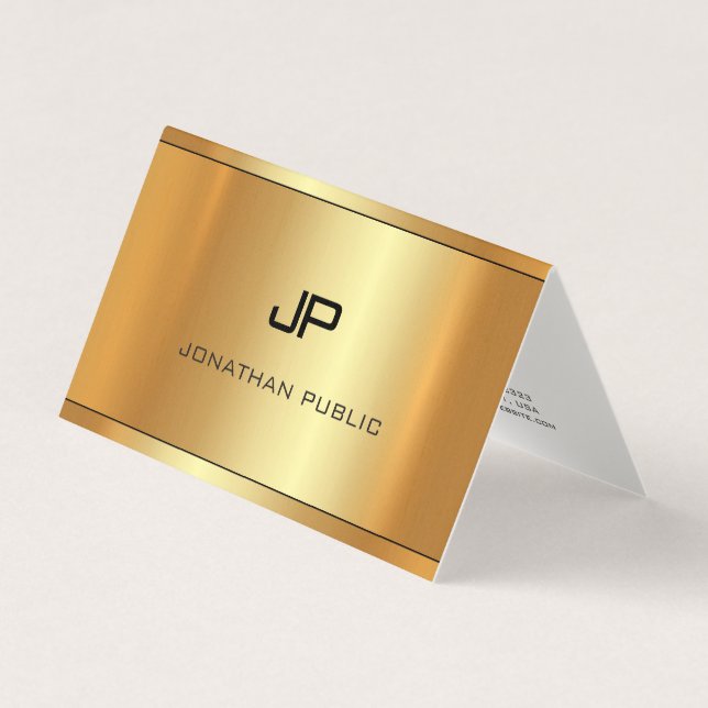 Glamor Faux Guld Luxury Template Modern Foldad Visitkort (Framsida)