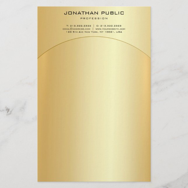 Glamor Faux Guld Modern Elegant Template Brevpapper (Framsida)