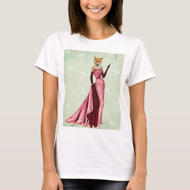 Glamor Fox i Rosa 2 T Shirt (Framsida)