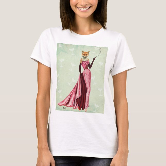 Glamor Fox i Rosa 2 T Shirt (Framsida)