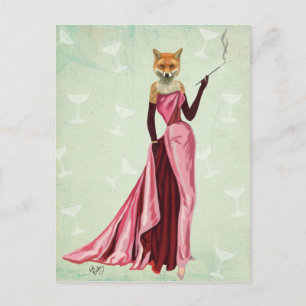 Glamor Fox i Rosa 2 Vykort
