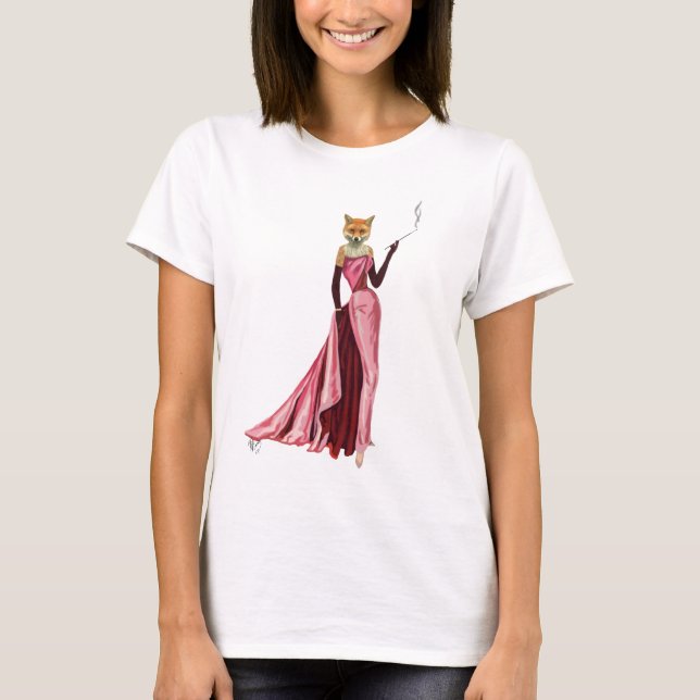 Glamor Fox i Rosa T Shirt (Framsida)