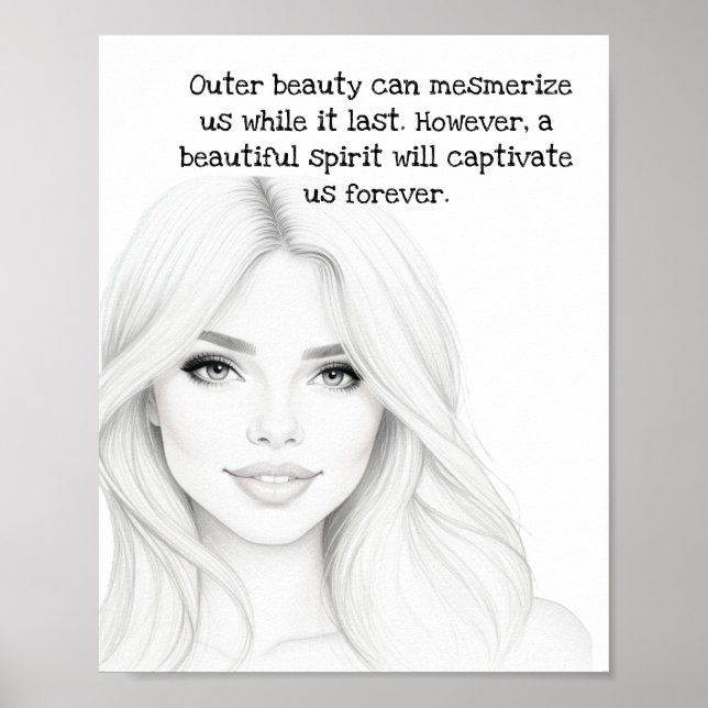 Glamor Girl Art Beauty Quote Poster (Framsidan)