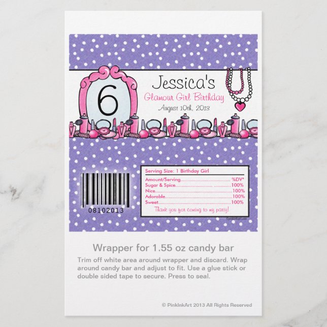 Glamor Girl Birthday Candy Wrapper (Framsida)
