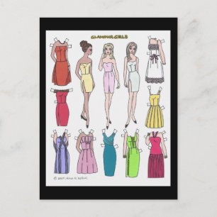 Glamor Girls Pappra doll-vykort Vykort