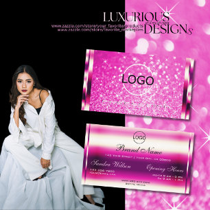 Glamor Girly Rosa Glitter Luminous Stars Logotyp Visitkort