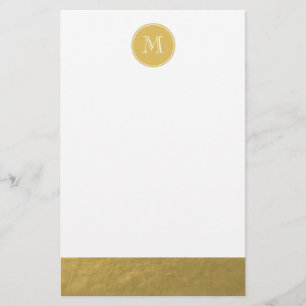 Glamor Gold Foil Background Monogram Brevpapper