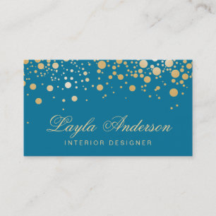 Glamor Guld Dots Decor - Classy Peacock Blue Färg Visitkort