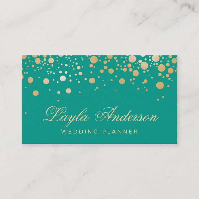 Glamor Guld Dots Decor - Retro Emerald Grönt Visitkort (Framsida)