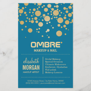 Glamor Guld Dots Decor - Retro Peacock Blue Färg Flygblad