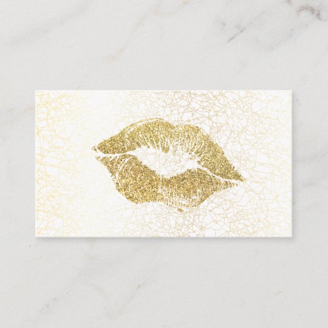 Glamor Guld Glitter Kiss | GULD STRUKTUR Visitkort (Framsida)