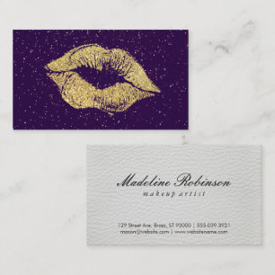 Glamor Guld Glitter Kiss Leather Visitkort