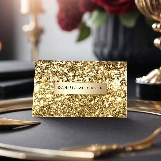 Glamor Guld Glitter & Luxury Visitkort (Skapare uppladdad)