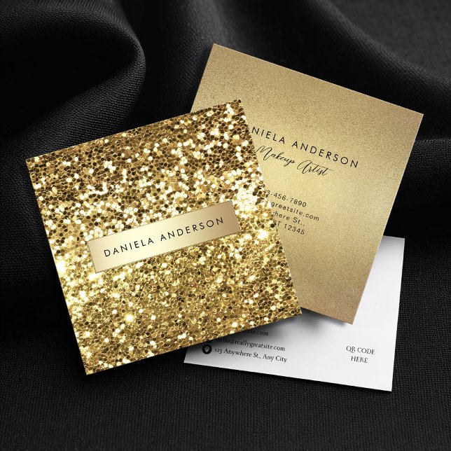 Glamor Guld Glitter och lyx Fyrkantigt Visitkort (Skapare uppladdad)