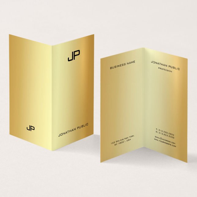 Glamor Guld Modern Monogram Professionell Elegant Visitkort (In- och utsida)