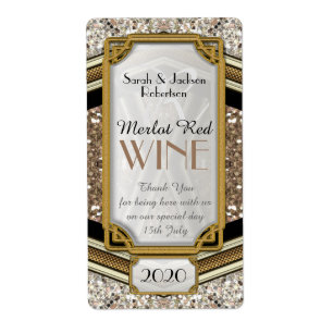 Glamor Guld Sparkler Vin Flaska etiketter 2 x 3, Fraktsedel