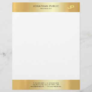 Glamor Guld White Elegant Monogram Clean Template Brevhuvud